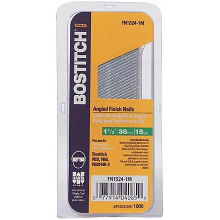 Bostitch Stanley Bostitch FN1524-1M 1.5 in. Finish Nail; 15 Guage - 1000 Pack 104140